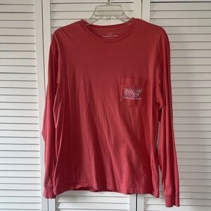 Vineyard Vines Men's Coral Long Sleeve Tee